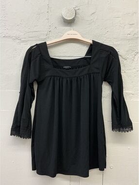 Ann Taylor Black Square Neck Top